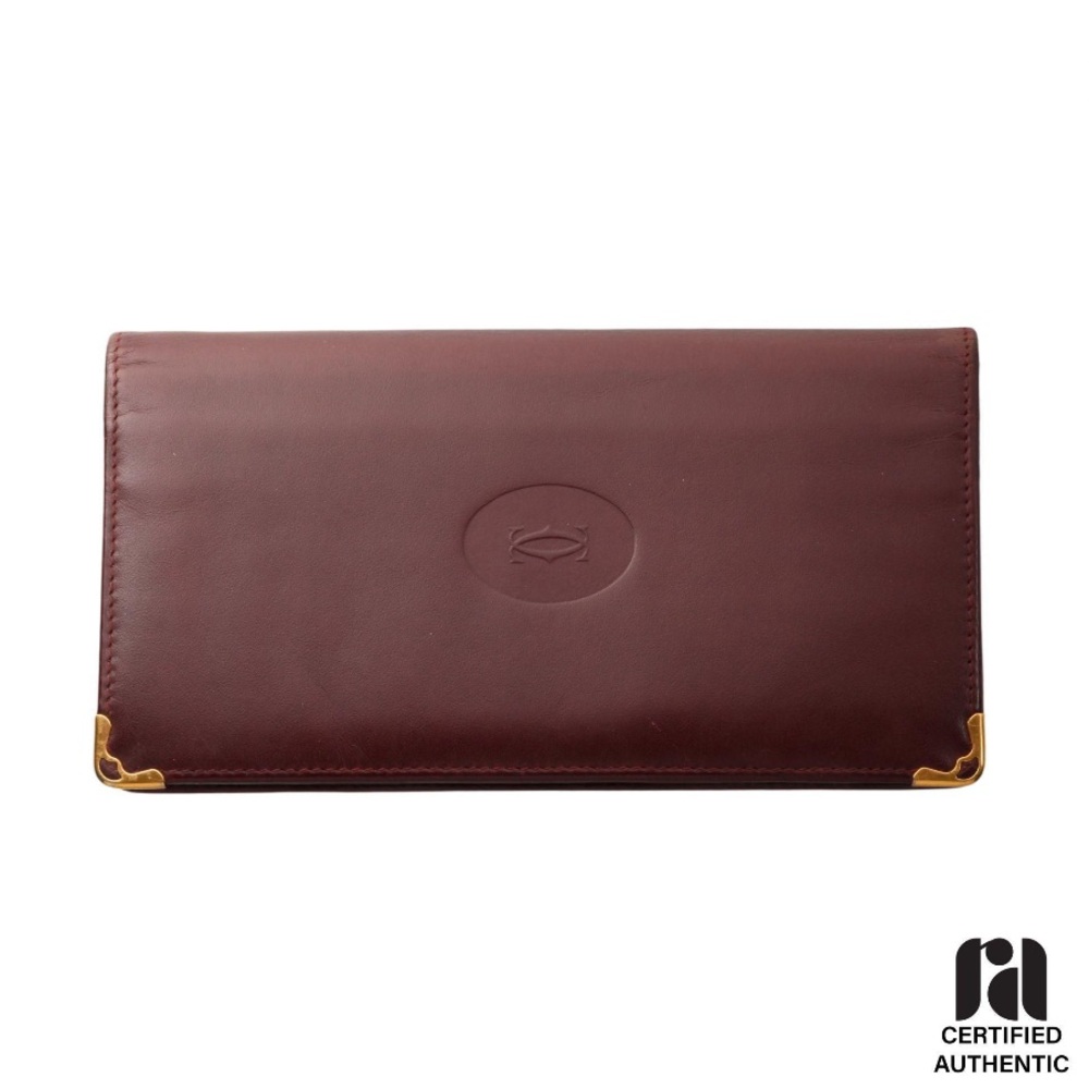 Cartier Elegant Bordeaux Leather Long Wallet – Timeless Luxury